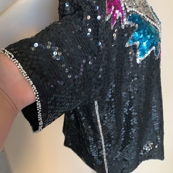 J.L.B vintage silk sequin top - Picture 4 of 9